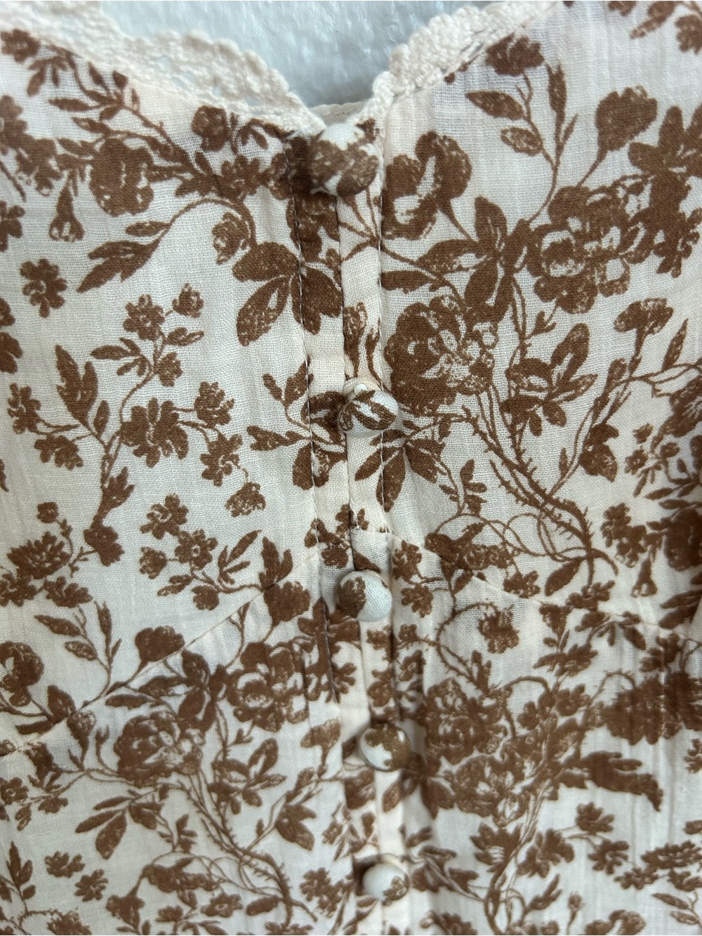 American Eagle Outfitters Cream and Brown Floral Midi Dress - Picture 8 of 13